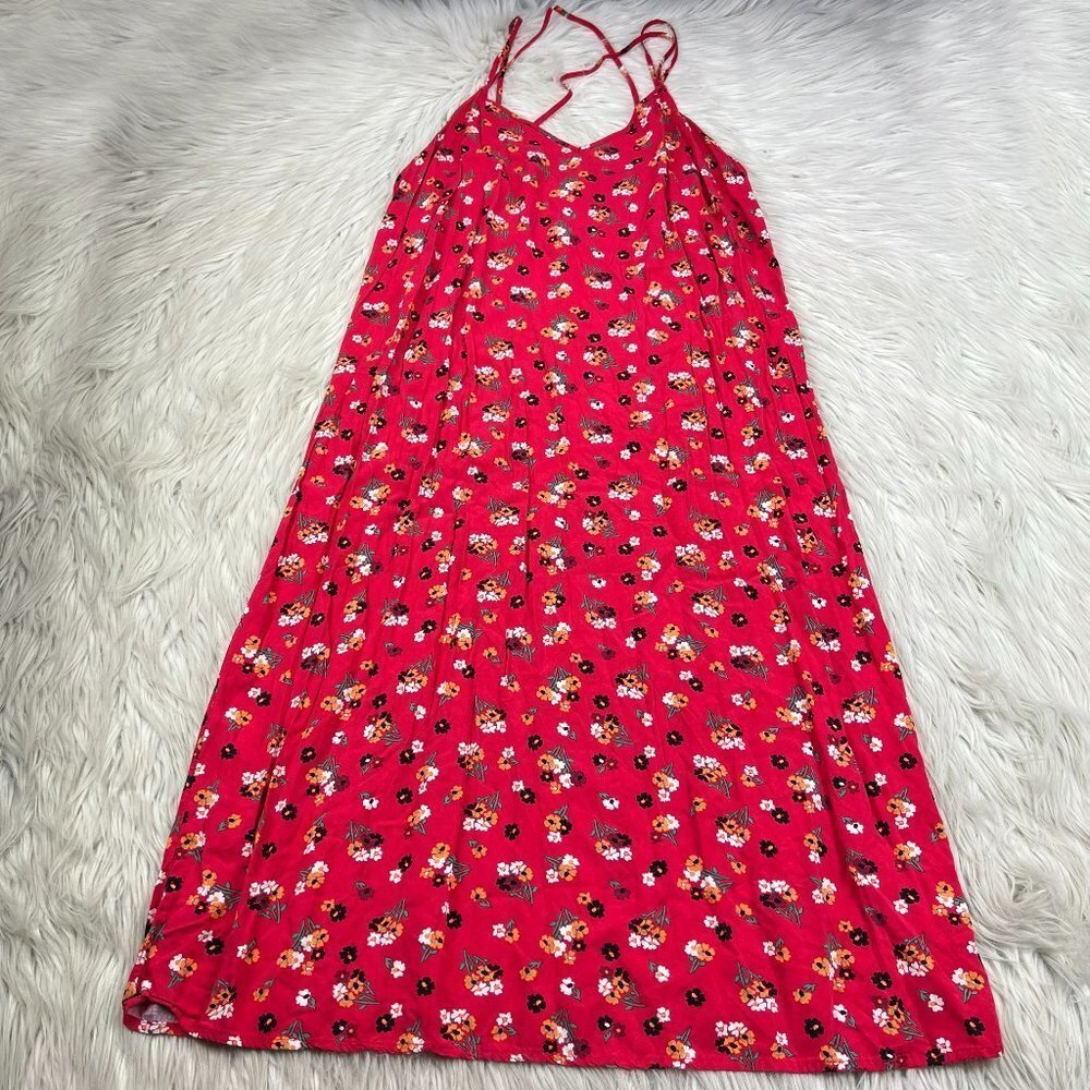 GAP Women's Floral Strappy Midi Shirt Dress